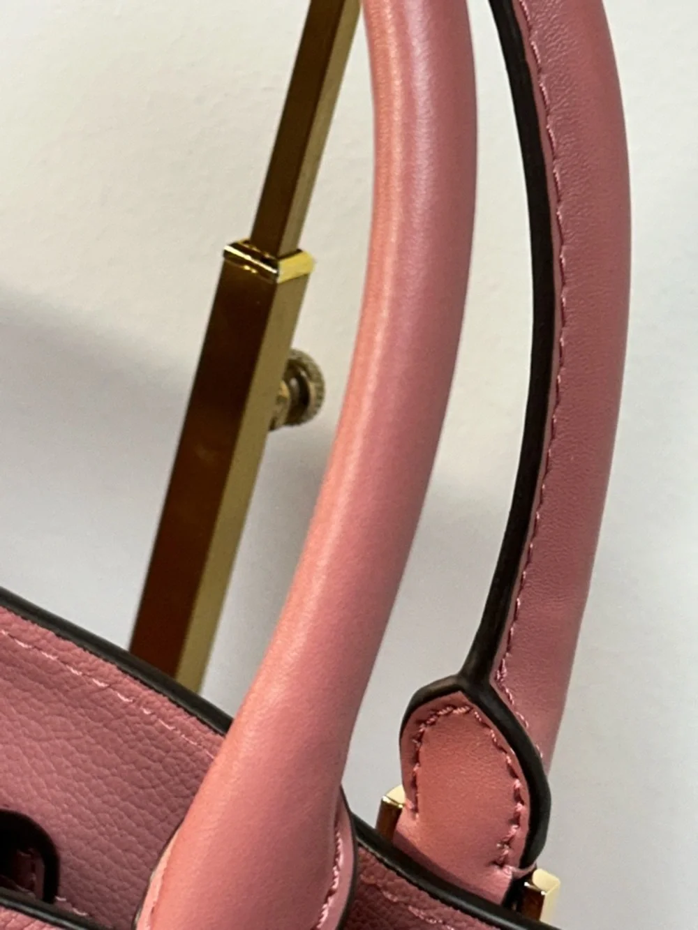 Michael Kors Rose Pink Leather Satchel with Gold-Tone Charm Approx. 12 x 10 x 6 - Picture 12 of 15